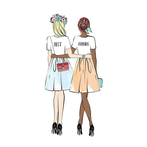 Girlfriends I White Modern Wood Framed Art Print by Pavlova, Martina