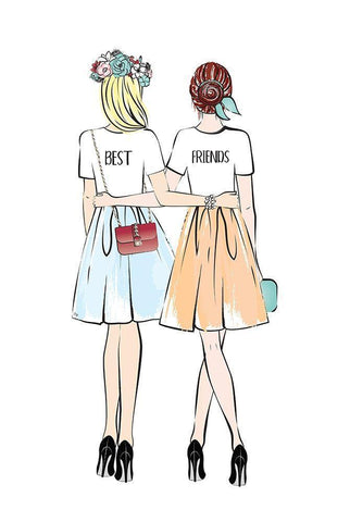 Girlfriends II White Modern Wood Framed Art Print with Double Matting by Pavlova, Martina