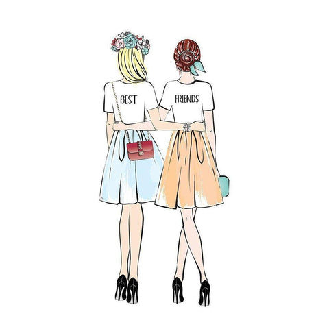 Girlfriends II Black Modern Wood Framed Art Print with Double Matting by Pavlova, Martina
