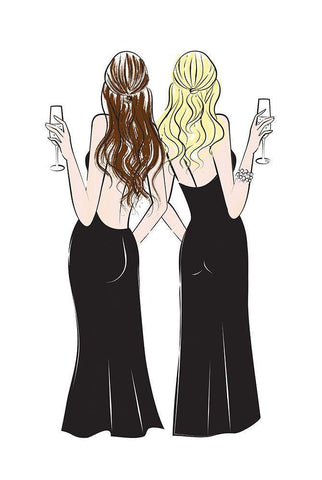 Cheers Girls I White Modern Wood Framed Art Print with Double Matting by Pavlova, Martina