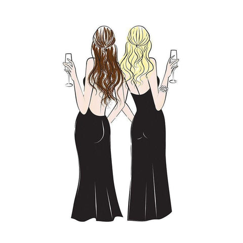 Cheers Girls I Black Modern Wood Framed Art Print by Pavlova, Martina
