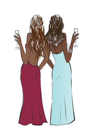 Cheers Girls II White Modern Wood Framed Art Print with Double Matting by Pavlova, Martina
