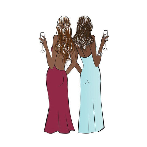 Cheers Girls II White Modern Wood Framed Art Print by Pavlova, Martina