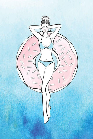 Donut Relax White Modern Wood Framed Art Print with Double Matting by Pavlova, Martina