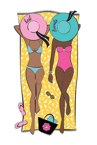 Summer Girls I White Modern Wood Framed Art Print with Double Matting by Pavlova, Martina