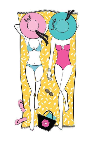 Summer Girls II White Modern Wood Framed Art Print with Double Matting by Pavlova, Martina