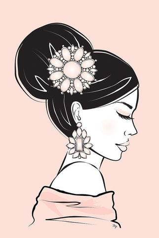 Geisha II White Modern Wood Framed Art Print with Double Matting by Pavlova, Martina