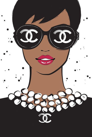 Chanel Lady II White Modern Wood Framed Art Print with Double Matting by Pavlova, Martina