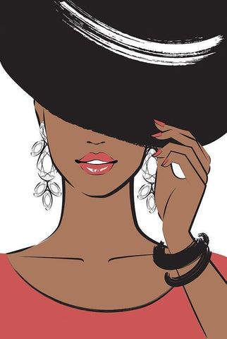 Hat Girl II White Modern Wood Framed Art Print with Double Matting by Pavlova, Martina
