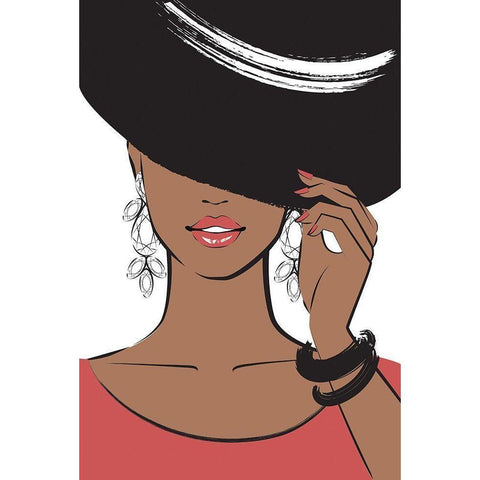 Hat Girl II Black Modern Wood Framed Art Print by Pavlova, Martina