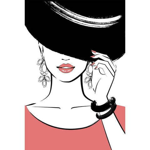 Hat Girl III Black Modern Wood Framed Art Print by Pavlova, Martina