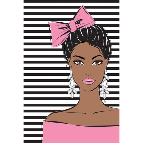 Bow Girl I Black Modern Wood Framed Art Print with Double Matting by Pavlova, Martina