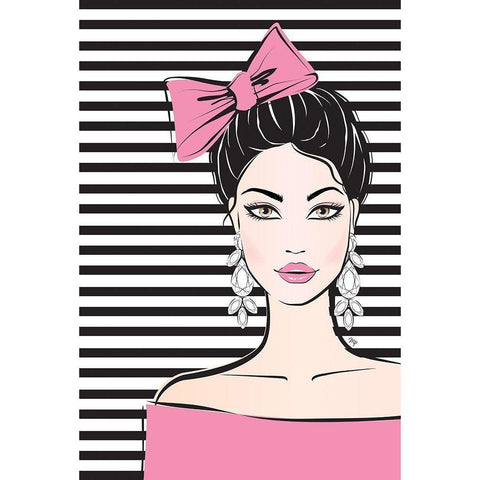 Bow Girl II Gold Ornate Wood Framed Art Print with Double Matting by Pavlova, Martina