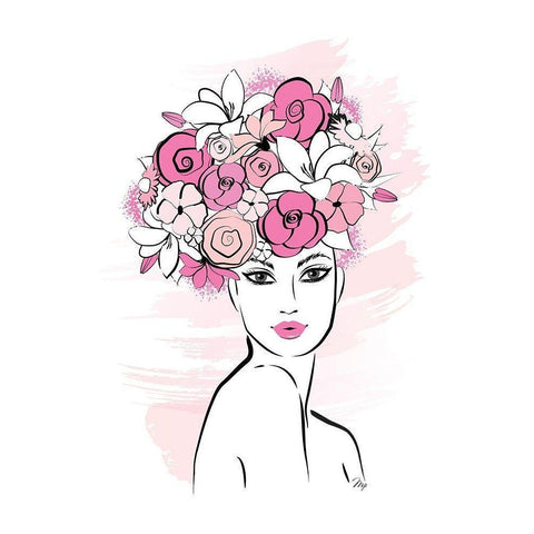 Flower Girl White Modern Wood Framed Art Print by Pavlova, Martina