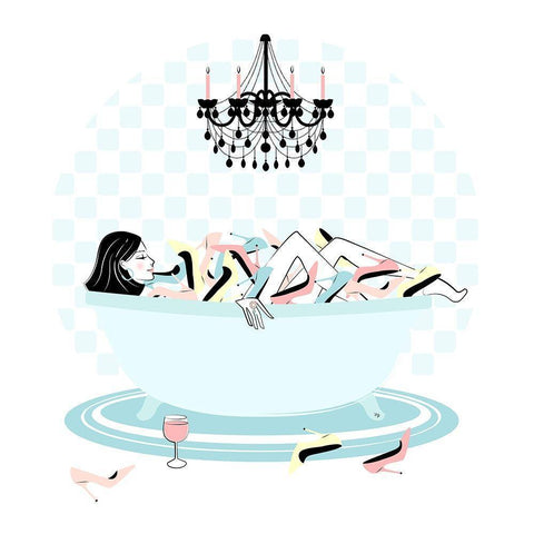 Shoe Bath Black Modern Wood Framed Art Print by Pavlova, Martina