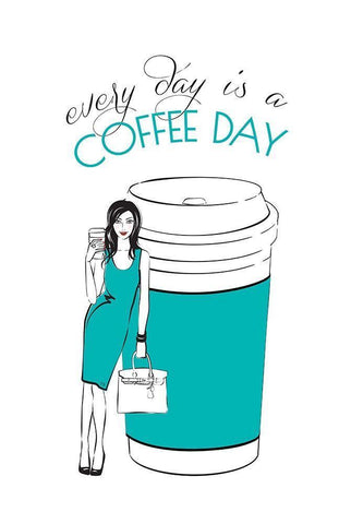 Coffee Day White Modern Wood Framed Art Print with Double Matting by Pavlova, Martina