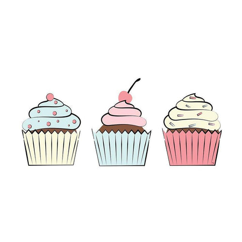 Cupcakes III White Modern Wood Framed Art Print by Pavlova, Martina