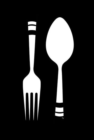 Fork Spoon Black Ornate Wood Framed Art Print with Double Matting by Pavlova, Martina