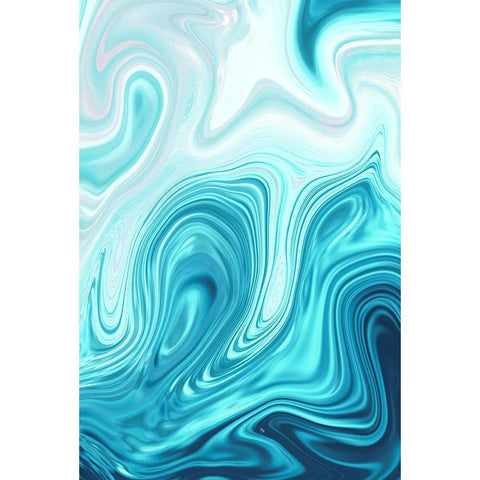 Cyan Marble Gold Ornate Wood Framed Art Print with Double Matting by Pavlova, Martina