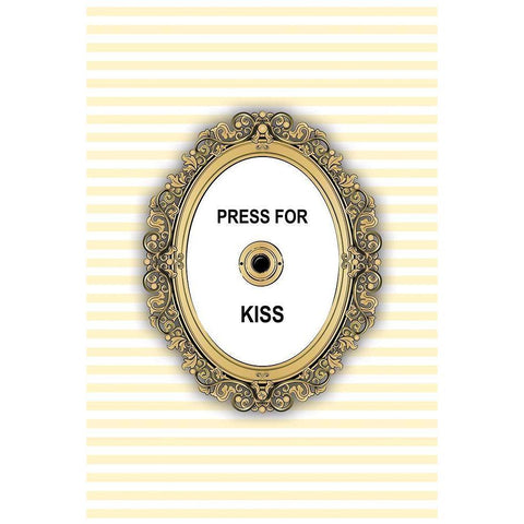 Kiss Button Black Modern Wood Framed Art Print by Pavlova, Martina