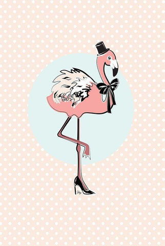 Flamingo White Modern Wood Framed Art Print with Double Matting by Pavlova, Martina
