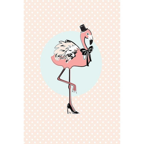 Flamingo Black Modern Wood Framed Art Print with Double Matting by Pavlova, Martina