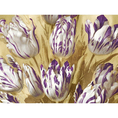 Tulips on Gold I Black Modern Wood Framed Art Print with Double Matting by McQueen, Angela