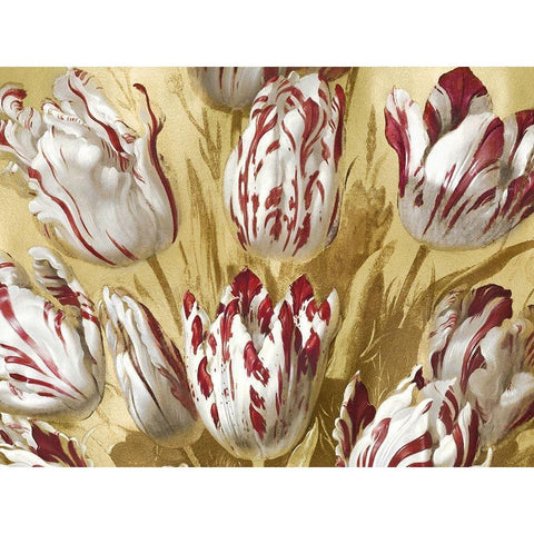 Tulips on Gold II Gold Ornate Wood Framed Art Print with Double Matting by McQueen, Angela