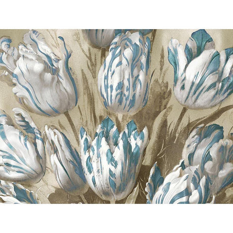 Tulips on Gold III White Modern Wood Framed Art Print by McQueen, Angela