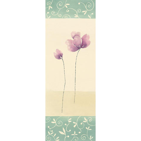 Fleurs roses et ornements II Gold Ornate Wood Framed Art Print with Double Matting by Blondel, Marianne