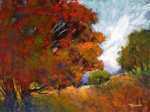 Aura Of Fall II White Modern Wood Framed Art Print with Double Matting by Tienhaara, Michael