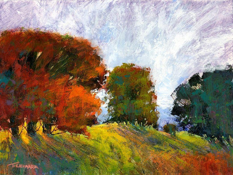 Aura Of Fall III White Modern Wood Framed Art Print with Double Matting by Tienhaara, Michael