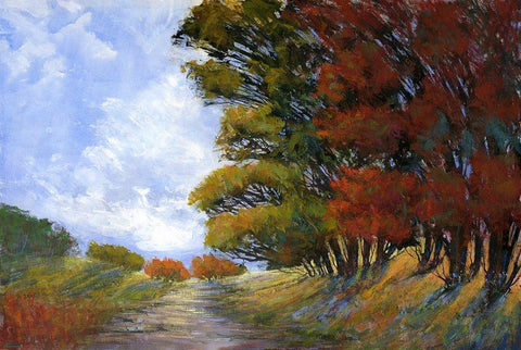 Golden Fall I White Modern Wood Framed Art Print with Double Matting by Tienhaara, Michael