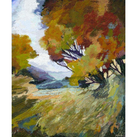 Autumn Bloom II Black Modern Wood Framed Art Print with Double Matting by Tienhaara, Michael