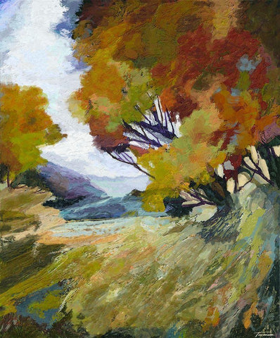 Autumn Bloom II White Modern Wood Framed Art Print with Double Matting by Tienhaara, Michael