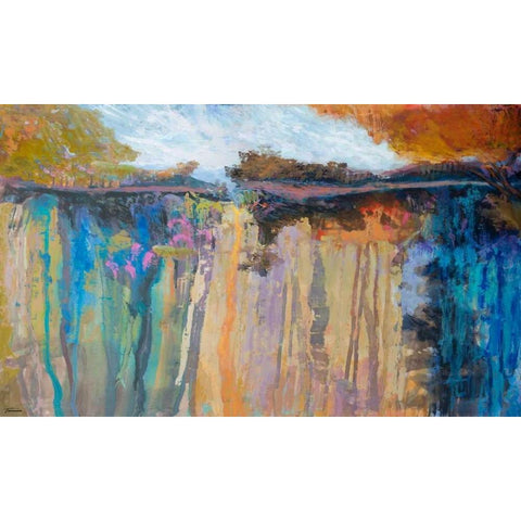 Cascading Memories III Black Modern Wood Framed Art Print with Double Matting by Tienhaara, Michael