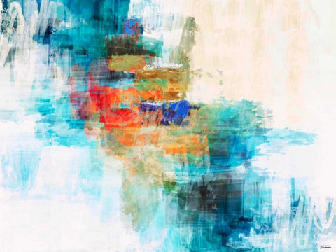 Splash II White Modern Wood Framed Art Print with Double Matting by Tienhaara, Michael