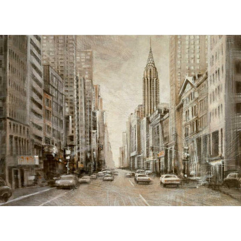 To the Chrysler Building Black Modern Wood Framed Art Print with Double Matting by Daniels, Matthew