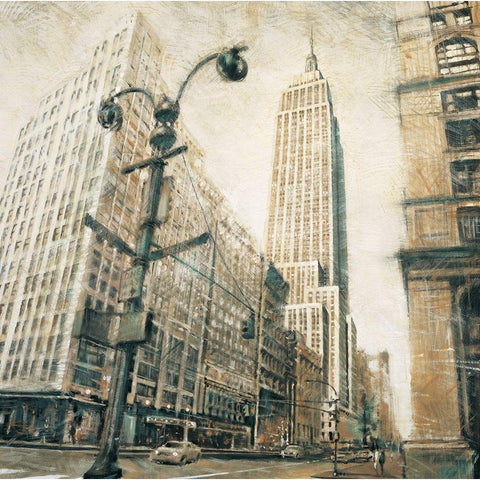 Emp St Bldg fr MadisonAve Black Modern Wood Framed Art Print with Double Matting by Daniels, Matthew