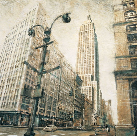 Emp St Bldg fr MadisonAve Black Ornate Wood Framed Art Print with Double Matting by Daniels, Matthew