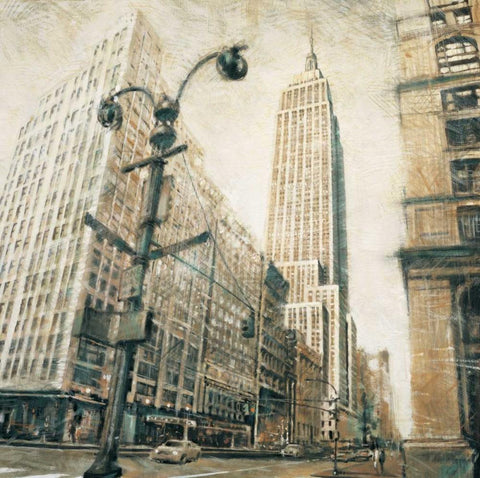 Empire State Building-Manhattan White Modern Wood Framed Art Print with Double Matting by Daniels, Matthew