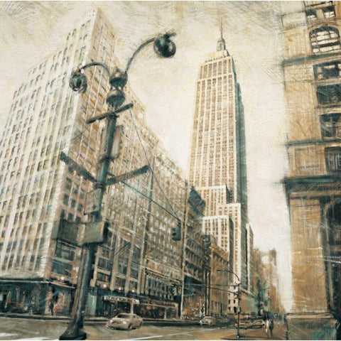 Empire State Building-Manhattan Gold Ornate Wood Framed Art Print with Double Matting by Daniels, Matthew