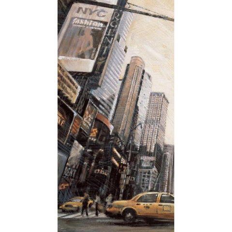 Times Square I Black Modern Wood Framed Art Print with Double Matting by Daniels, Matthew