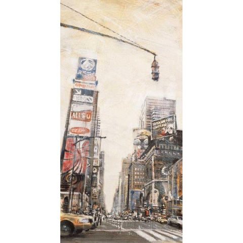 Times Square II Black Modern Wood Framed Art Print with Double Matting by Daniels, Matthew