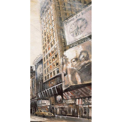 Times Square III Gold Ornate Wood Framed Art Print with Double Matting by Daniels, Matthew