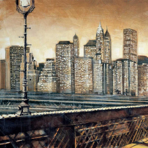 Manhattan Sunset I Black Ornate Wood Framed Art Print with Double Matting by Daniels, Matthew