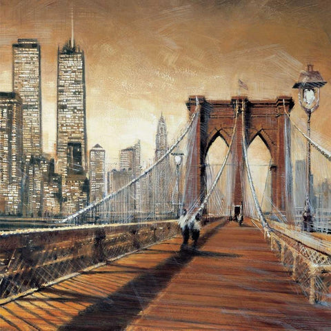 Manhattan Sunset II Gold Ornate Wood Framed Art Print with Double Matting by Daniels, Matthew