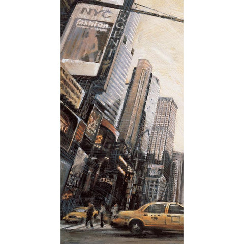 Times Square I Black Modern Wood Framed Art Print with Double Matting by Daniels, Matthew