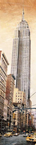 The Empire State Building White Modern Wood Framed Art Print with Double Matting by Daniels, Matthew