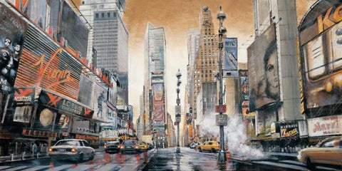 Crossroads - Times Square Black Ornate Wood Framed Art Print with Double Matting by Daniels, Matthew